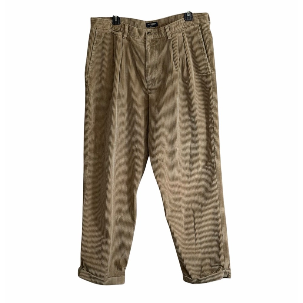 Vintage 90's Dockers Wide Wale Corduroy Khaki Pants 36x29 Pleated Cuffed